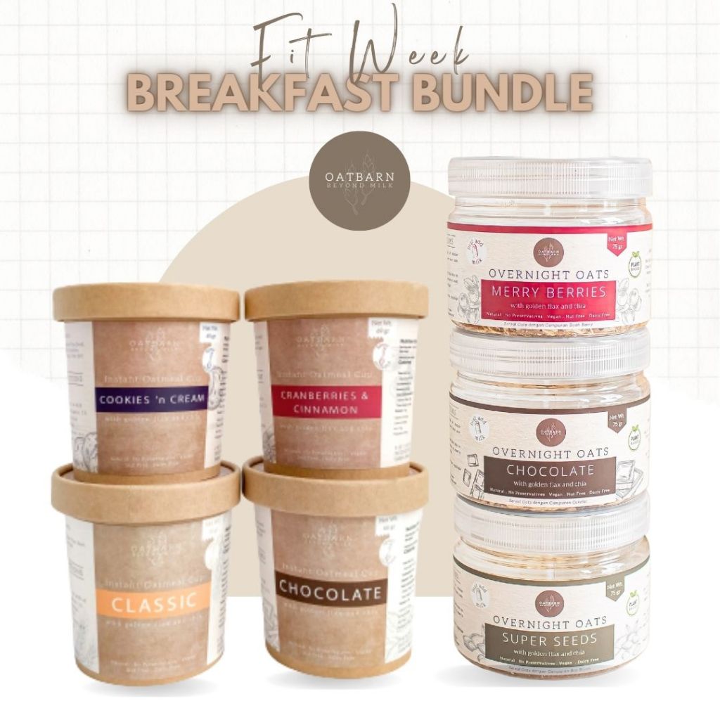 

OatBarn Fit Week Breakfast Bundle | Paket Sarapan Sehat Instant Oatmeal & Overnight Oats Ready to Go