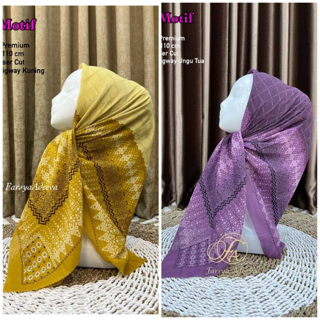 COD HIJAB SEGI EMPAT DENAY KW MOTIF ZYGWAY / DEENAY KW LASER CUT TERMURAH