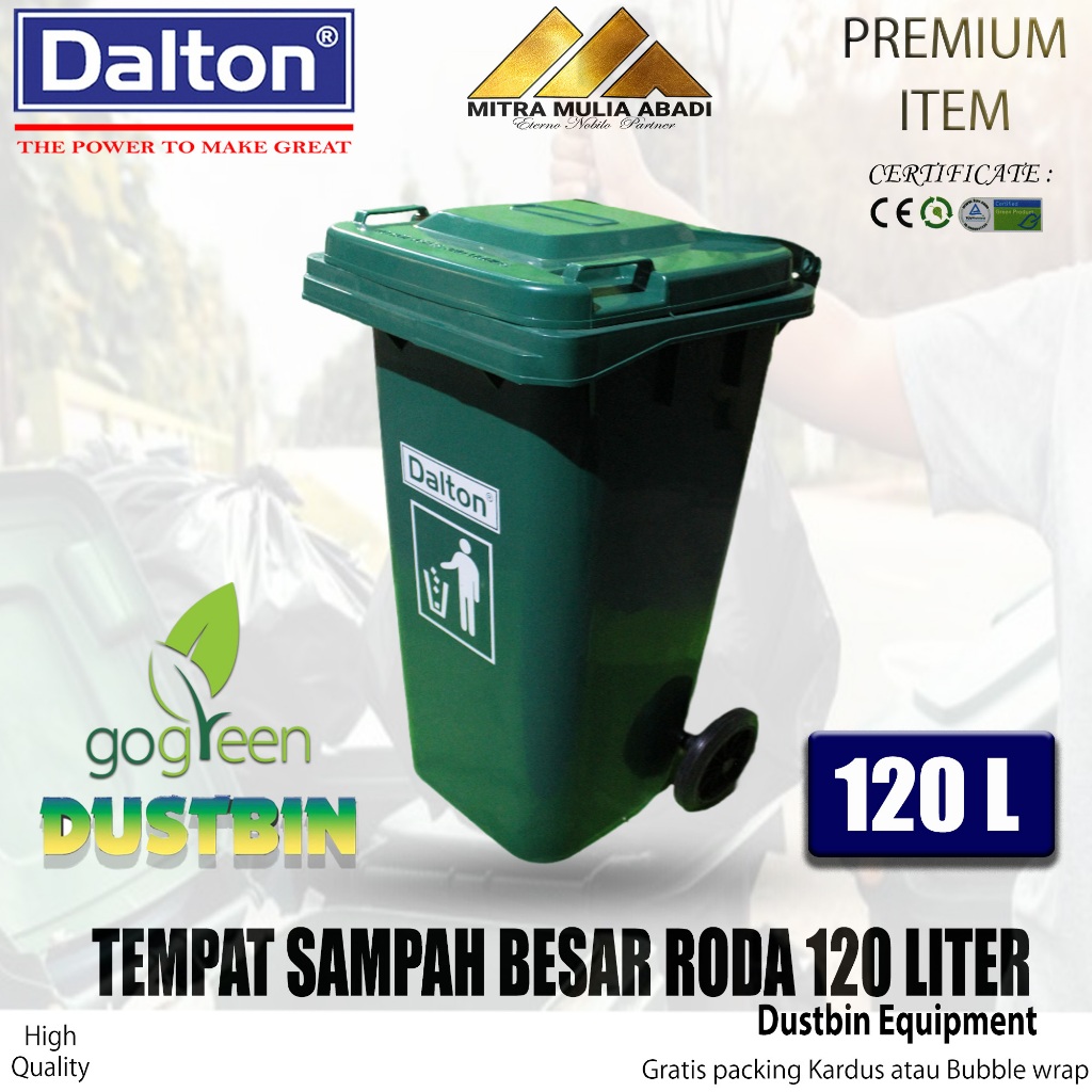 Tempat Sampah Roda Besar 120 Liter Dalton HPDE / DUSTBIN / Bak Sampah Dalton