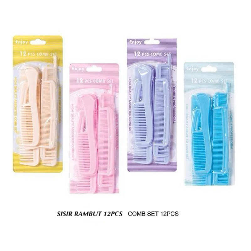 SISIR RAMBUT SET ISI 12 PCS Sisir Rambut Plastik Sisir Sanggul