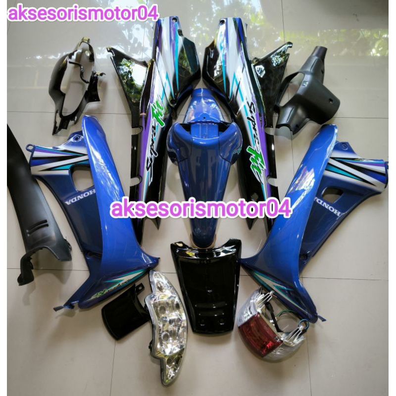 cover body Supra fit lama biru hitam tahun 2002 2003 2004 + striping murah