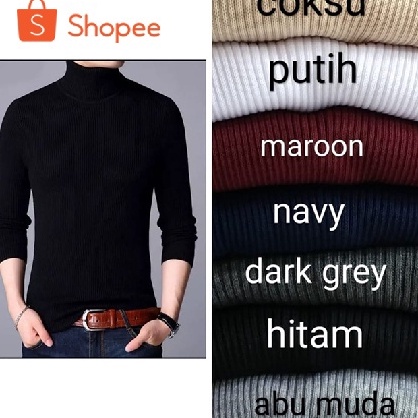 BestSeller Aaron Rajut Pria Kerah Tinggi Bahan Tebal  sweater rajut  jaket rajut  atasan pria  baju 