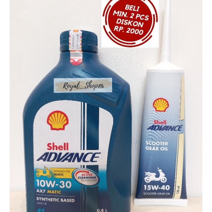 Promo PAKET OLI SHELL AX7 MATIC SAE 1W3 8 ML  SAE 1W4 8 ML  OLI SHELL GAN 12 ML ORIGINAL Paket Oli M