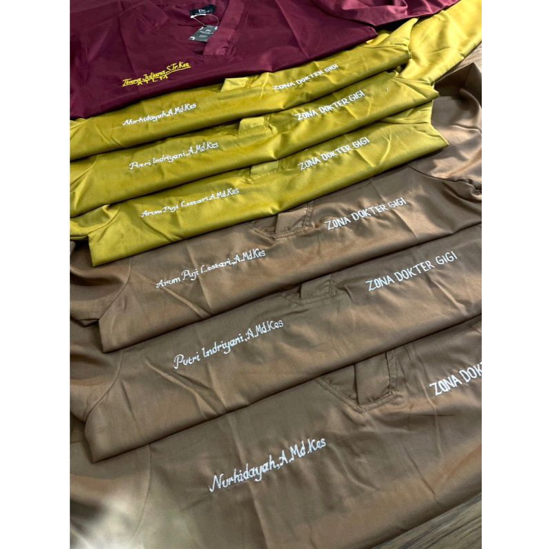 baju oka lengan pedek/ baju oka/ baju oka dokter/baju oka perawat(feer bordir nama)