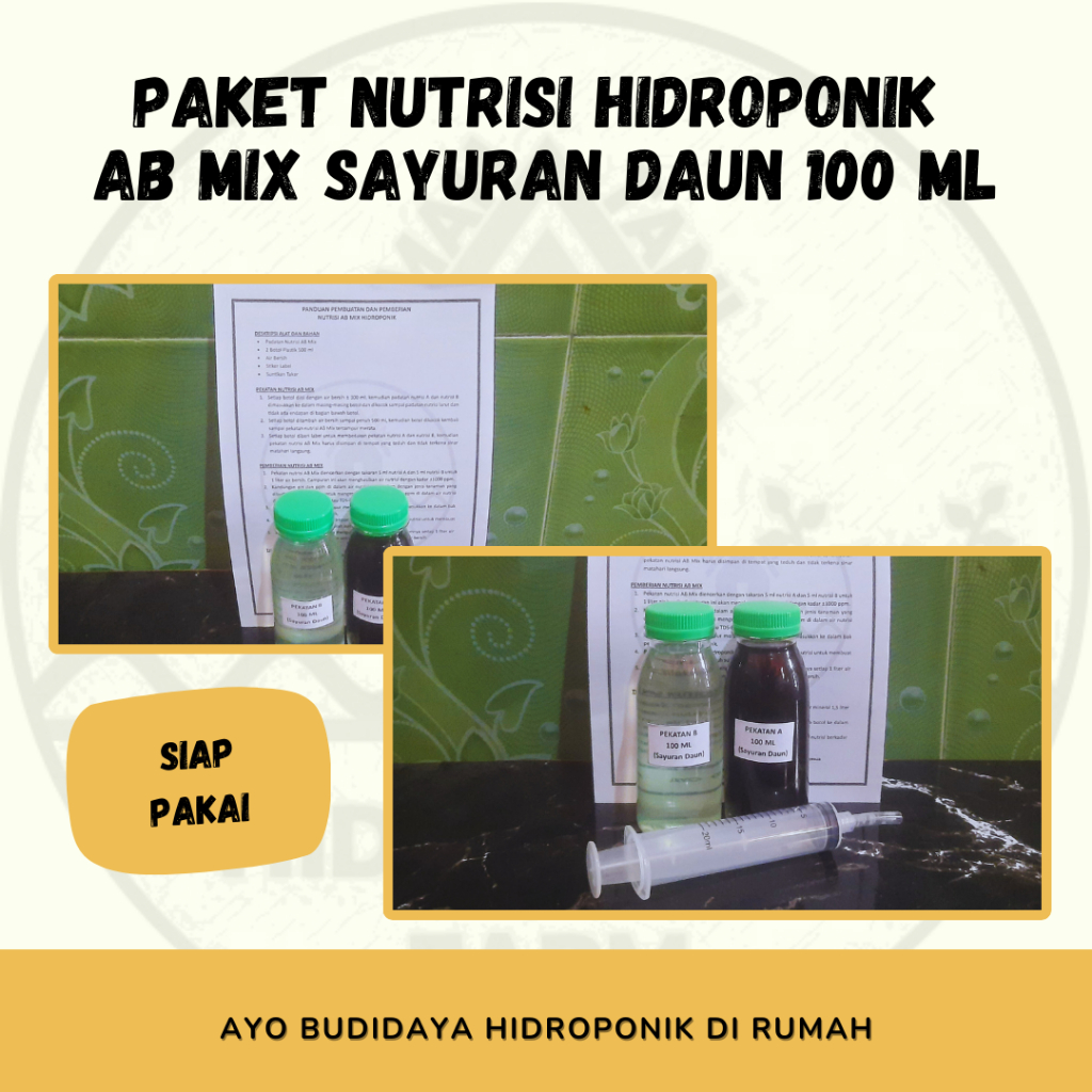 Paket Nutrisi Hidroponik AB Mix Sayuran Daun 100 ml