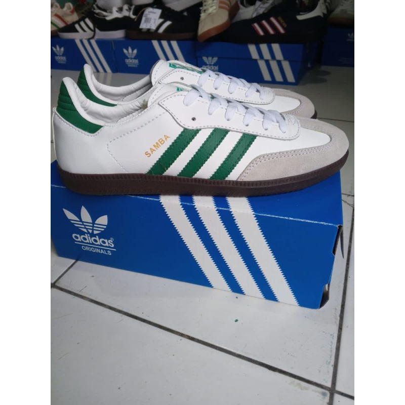 sepatu casual adidas samba white green