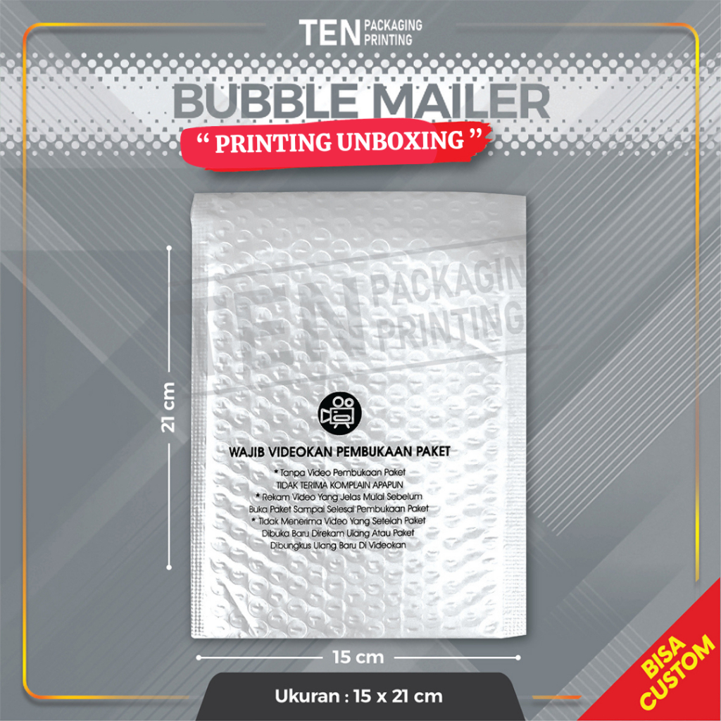 

15x21CM BUBBLE MAILER "PRINTING UNBOXING" AMPLOP BUBBLEMAILER PREMIUM TERMURAH (Harga Per pcs)