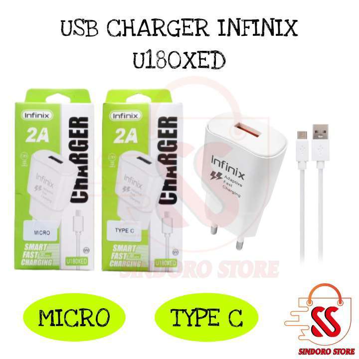 Charger Infinix Fast Charging 2A Micro Type C Usb U180XED Casan