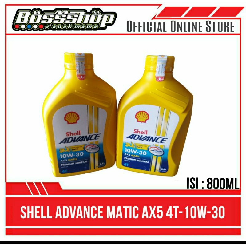 OLI SHELL ADVANCE MATIC AX5 4T -SAE 10w-30 0,8L OLI MOTOR SHELL AX5 ALL MATIC BEAT MIO VARIO
