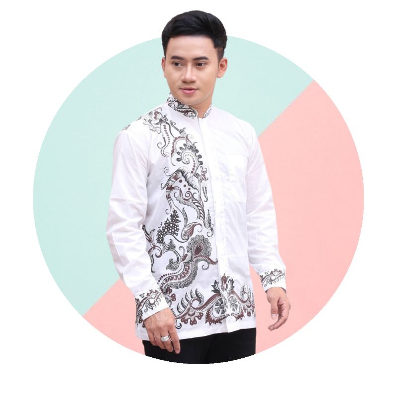 Baju Koko Pria Lengan Panjang Baju Koko Pria Putih Modern Motif Koko Nakula