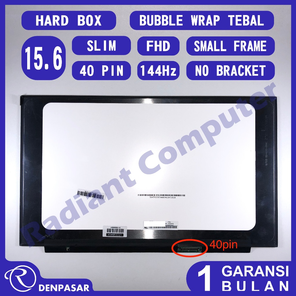 LCD LED 15.6 Slim 40 pin FHD 144Hz Tanpa Bracket
