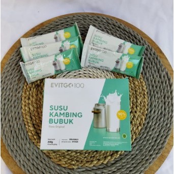 

Susu kambing Evitgo 100 susu kambing bubuk 1 box isi 10 sachet @20gr original 100@%