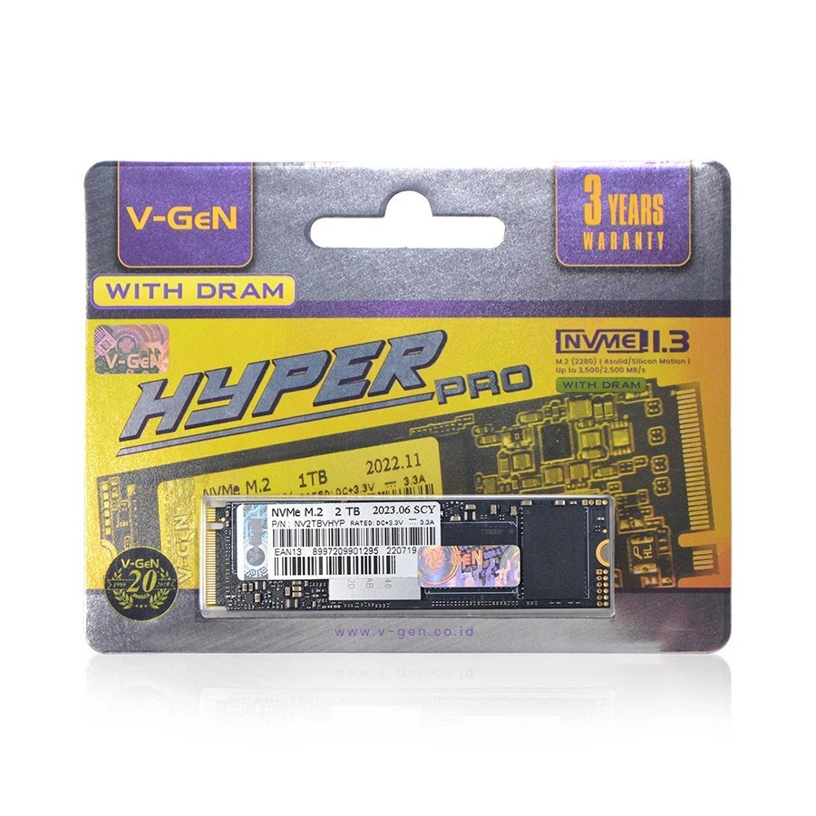SSD M2 NVME VGEN HYPER PRO WITH D-RAM 2TB M.2 V-GEN NON HEATSINK