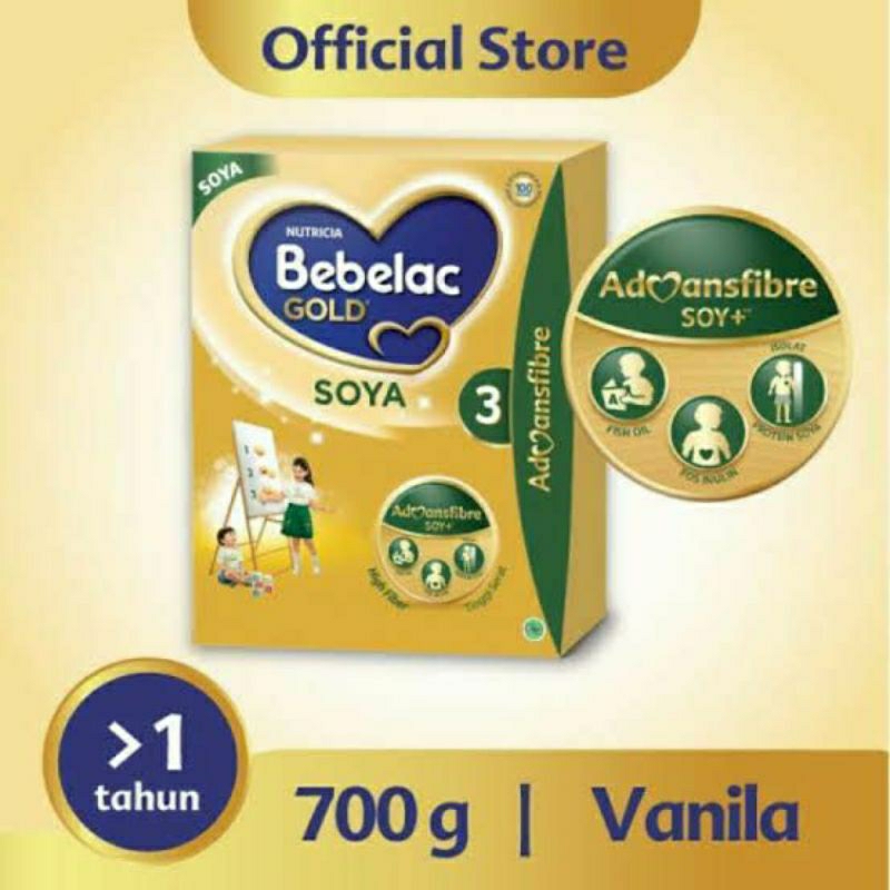 New Bebelac Gold Soya 3 Susu Bubuk Soya Vanila Vanilla 700 g 700gram Susu Pertumbuhan Anak 1-3 Tahun
