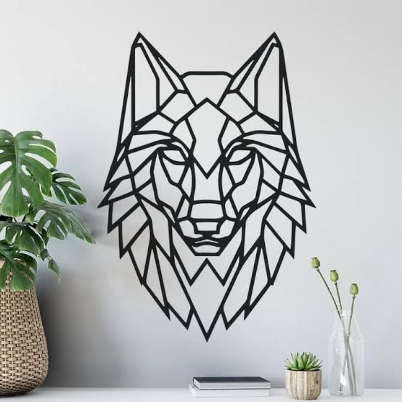 GEOMETRI STIK ESKRIM HEWAN HIASAN DINDING KAMAR AESTHETHIC KERAJINAN TANGAN MURAH UNIK SERIGALA
