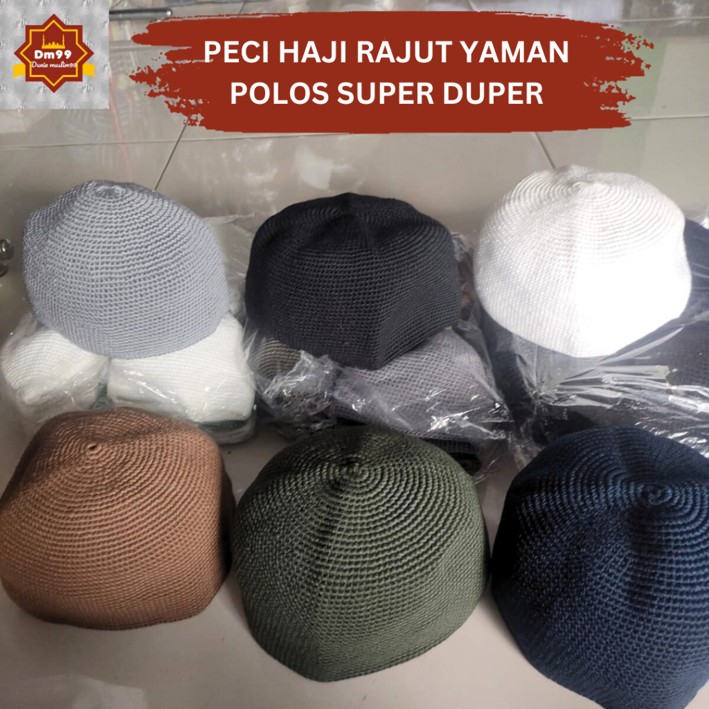 grosir PECI HAJI RAJUT YAMAN POLOS, KUALITAS SUPER DUPER
