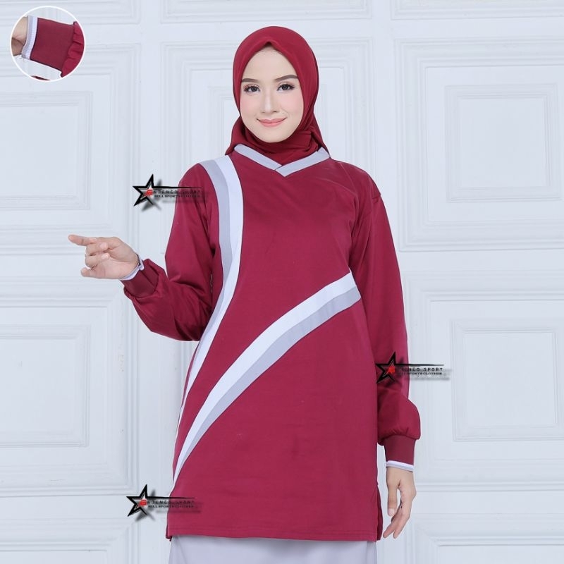 Baju Olahraga Muslimah / Kaos Olahraga Muslimah / Atasan Baju Senam Tunik Muslimah