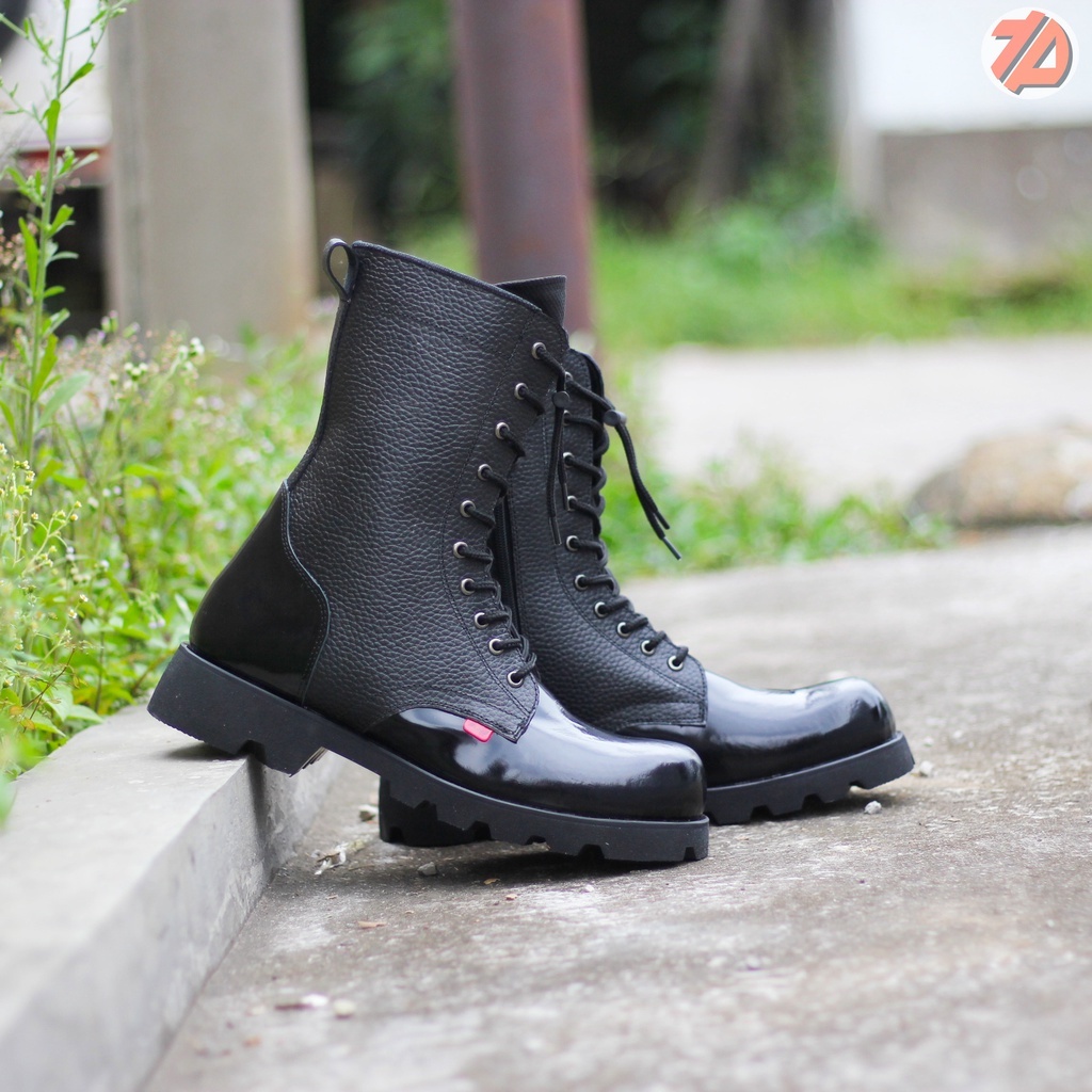 PROMO SEPATU BOOTS SAFETY PDL KOMBINASI KULIT LAX DAN KULIT JERUK ARBOO RADIAL TNI POLRI 10 INC DINA