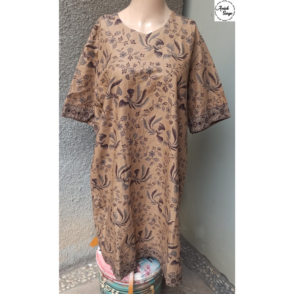 Dress Atasan Batik Wanita Lengan Panjang Coklat WS120942
