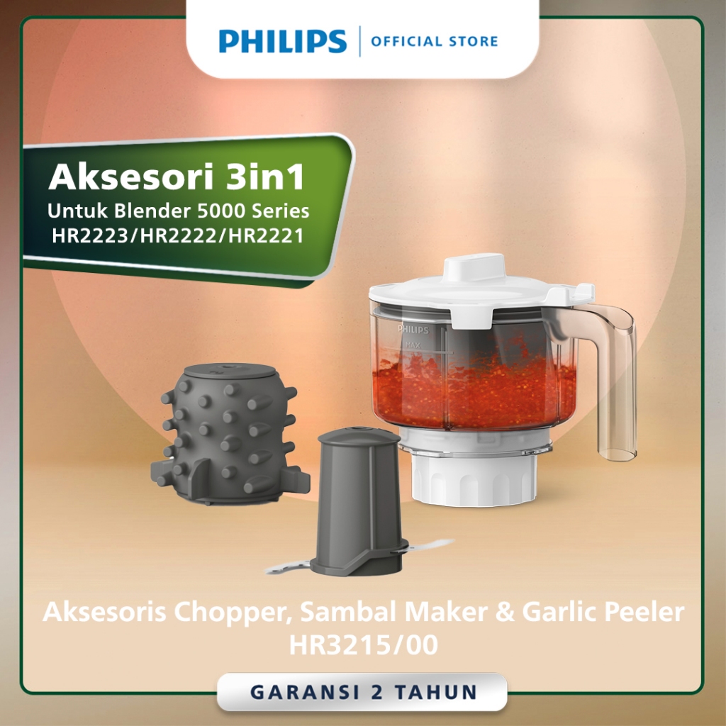 Philips Blender Accessories HR3215/00 - Chopper, Sambal maker & Garlic peeler