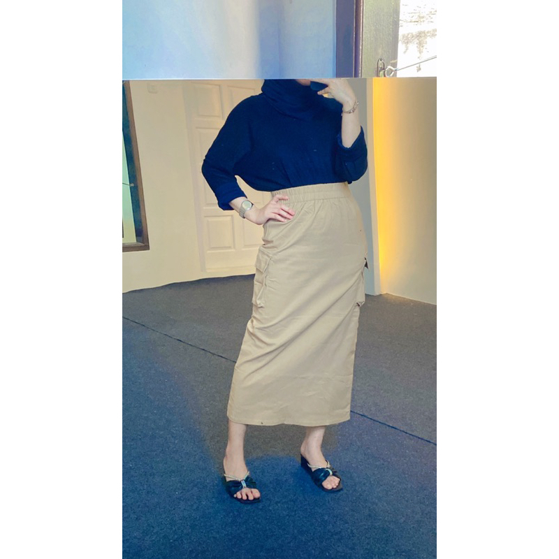 Rok Katun Kargo Bengalin/ Rok Katun Kargo Strech Import Premium Murah