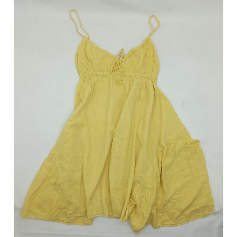 PRELOVED MIDI DRESS ANAK PEREMPUAN TALI SPAGHETTI WARNA KUNING