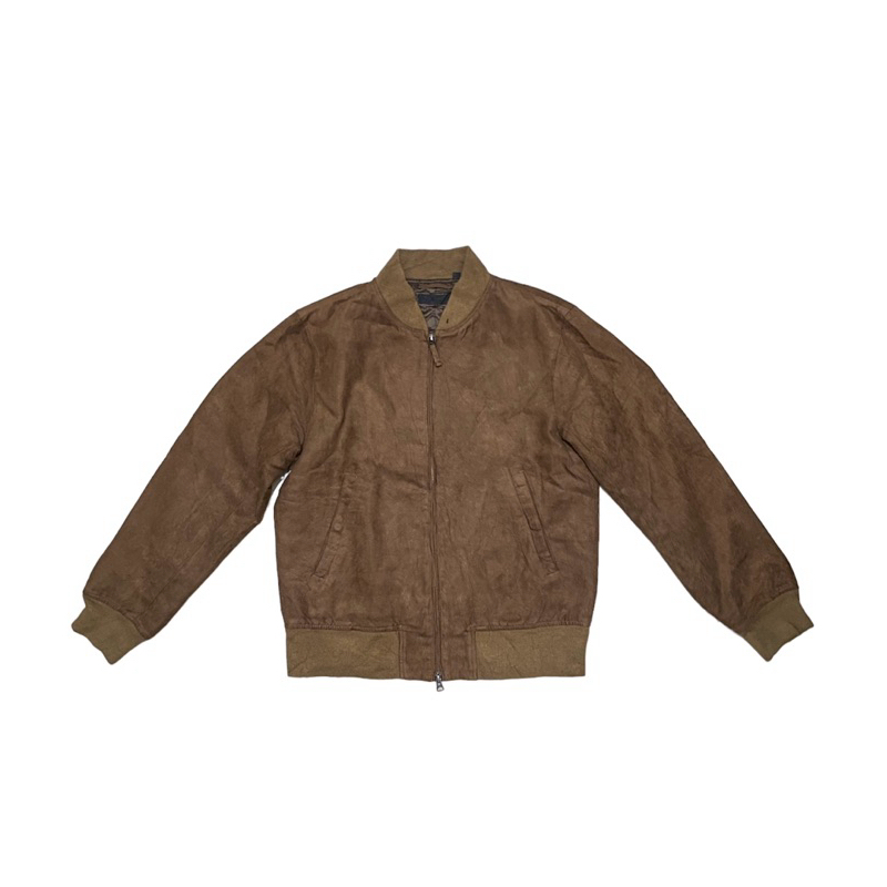 Jaket Bomber Uniqlo Bahan Suede Double Zipper