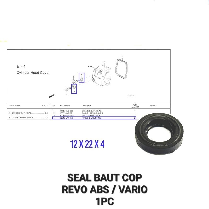 Seal Baut Cop Revo Absolute (Harga Per 1 PC) - Sil Siel Karet Baud Silinder Cylinder Head Heat Cop K