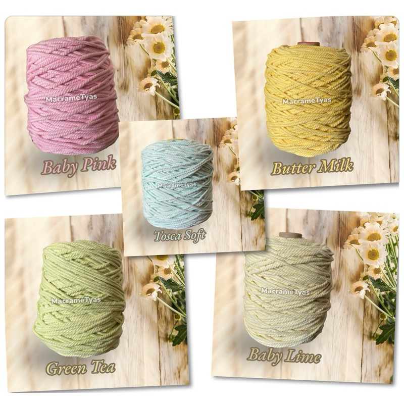 Tali Macrame Warna pastel - Benang macrame - cottone Rope