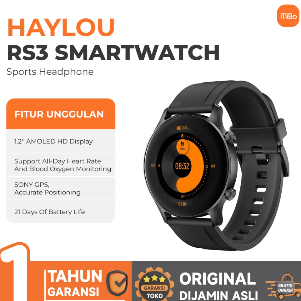Model Terkini Haylou RS3 LS4 Smartwatch Amoled GPS SpO2 5 ATM