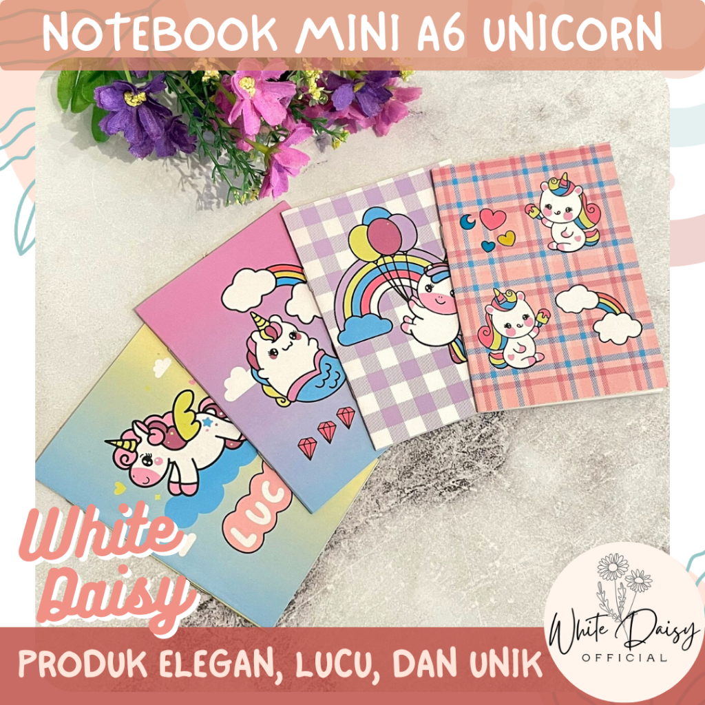 

Notebook Mini Unicorn A6 Buku Memo bergaris kuda Lucu Diary Imut unik