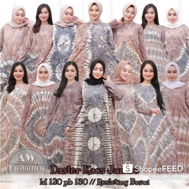 DASTER KAOS JUMBO LENGAN PANJANG RESLETING DEPAN BUSUI DRESS WANITA KEKINIAN TERBARU