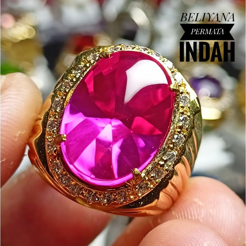 Cincin Batu Merah Delima Siam Rose Bangkok Asli Mewah&Elengand