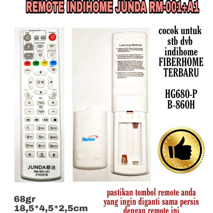 Produk REMOTE STB DVB INDIHOME FIBERHOME TERBARU JUNDA RM 1A1 r Terlaris Terbatas