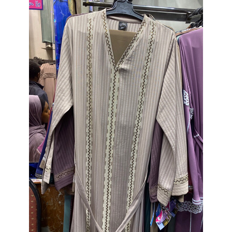 ABAYA COKLAT MUDA ELEGAN | ASLI IMPOR ARAB MESIR | DRESS MUSLIMAH LEBARAN KONDANGAN HIJAB