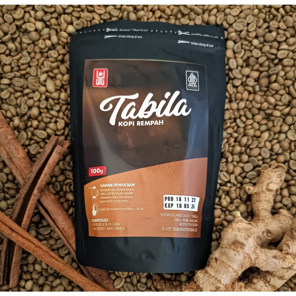 

Kopi Rempah Tabila (biji robusta pilihan, jahe emprit, kayu manis) (100 gram)