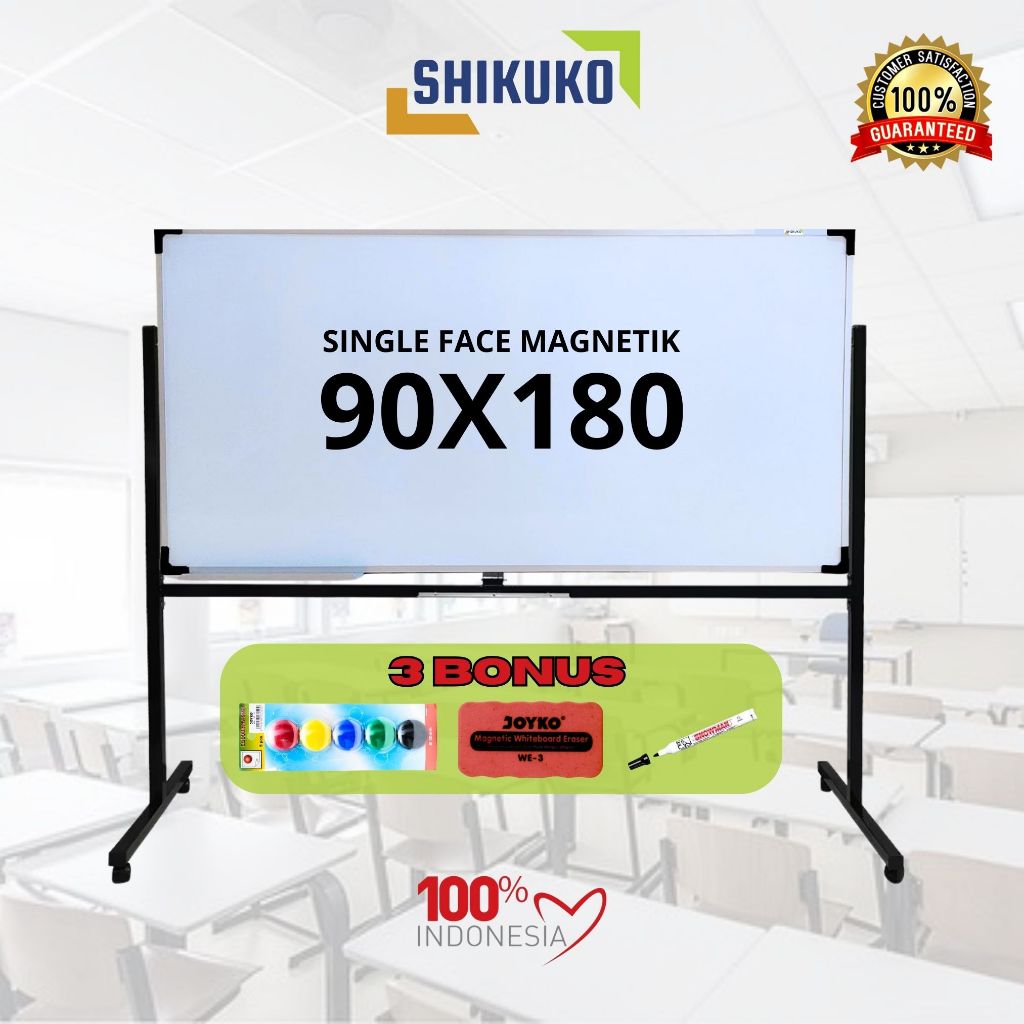 

White Board Standing Magnet Papan Tulis Whiteboard 90 x 180 cm Bonus Penghapus,Spidol,Pin Magnet