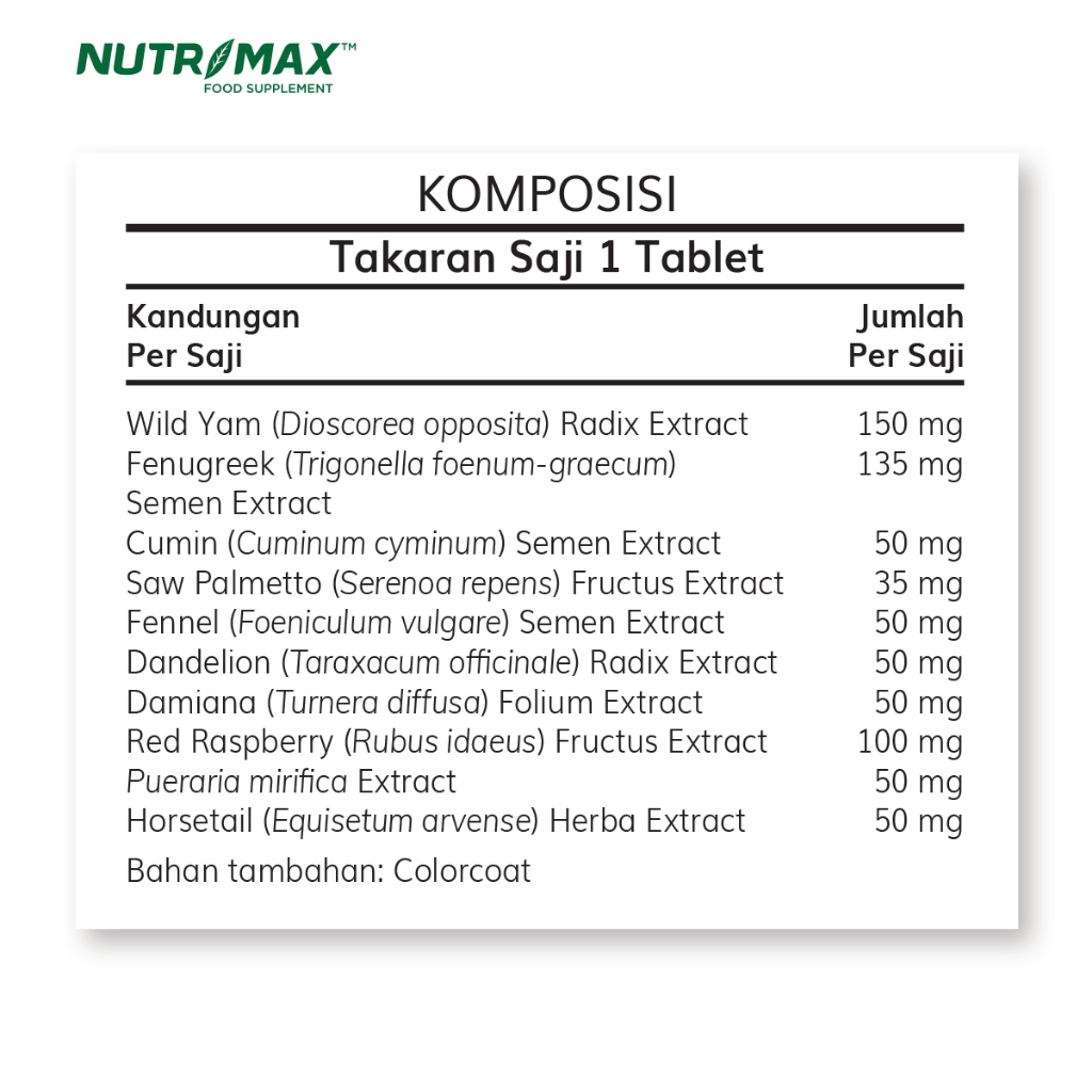 Nutrimax Femme Phytoestrogen Kesehatan Payudara Wanita Keseimbangan Hormon Alami Menormalkan Siklus Menstruasi-6