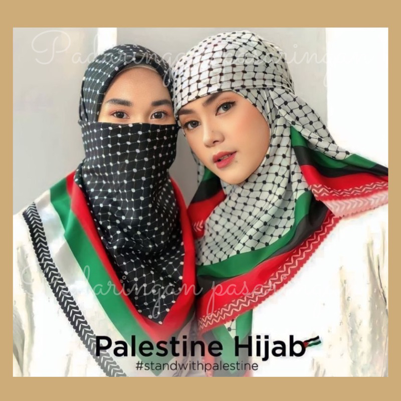 Hijab palestina segi empat polkadot| hijab voal lasercut | Jilbab palestina segi empat | kerudung pa