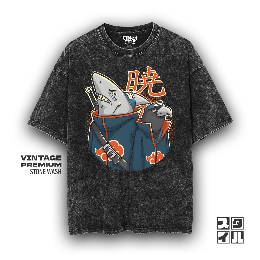 Caption'Style Baju Anime Naruto DUO AWAKENING Kaos Stonewash Unisex | Kaos Oversize Wanita | Kaos Pr