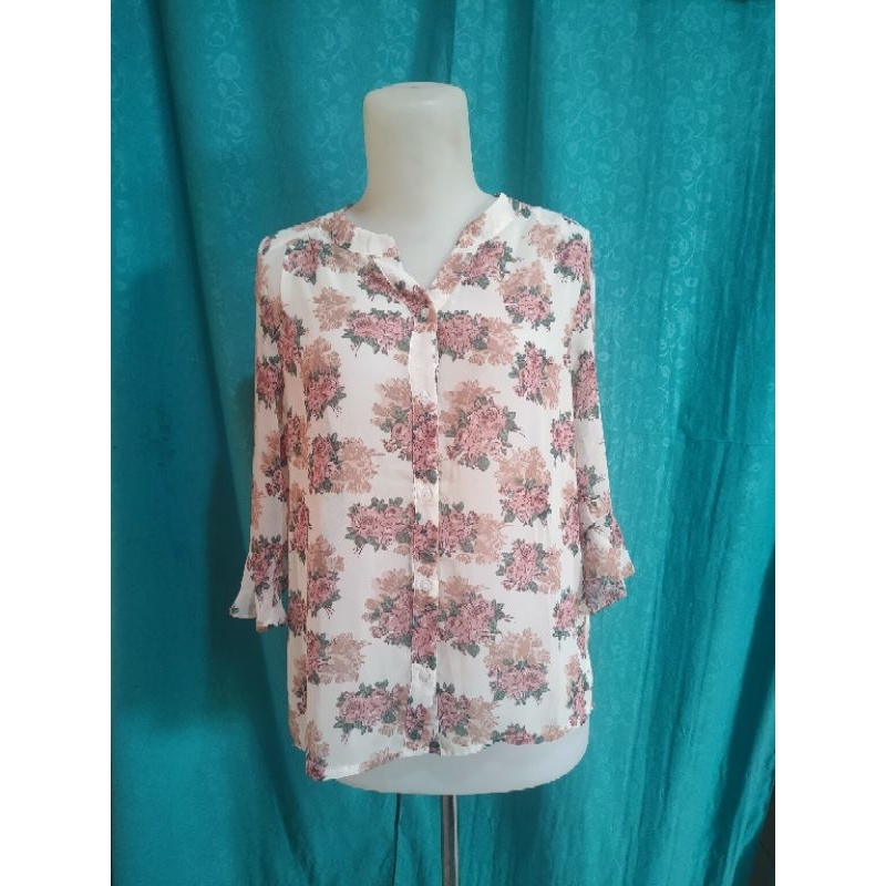 Blouse sifon wanita sifon bunga