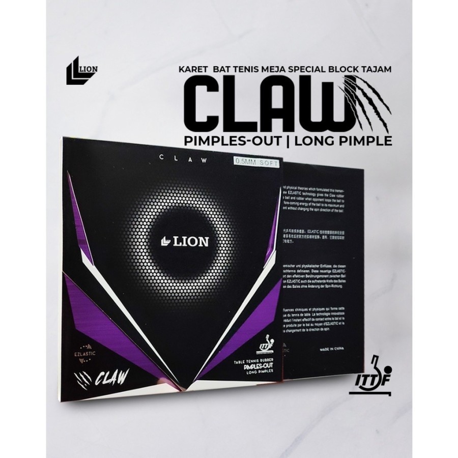 Karet Bet Pingpong Tenis Meja LION CLAW Bintik Panjang Original