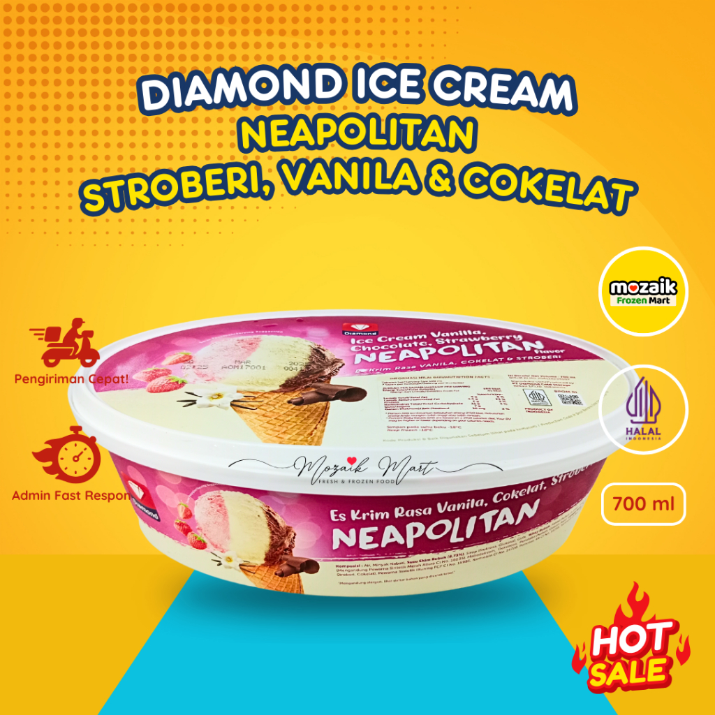 

Es Krim Diamond Neapolitan 700 ml-Ice Cream 3 rasa/3in1/3 in 1/Mozaik Frozen Mart/Frozen Food Palembang