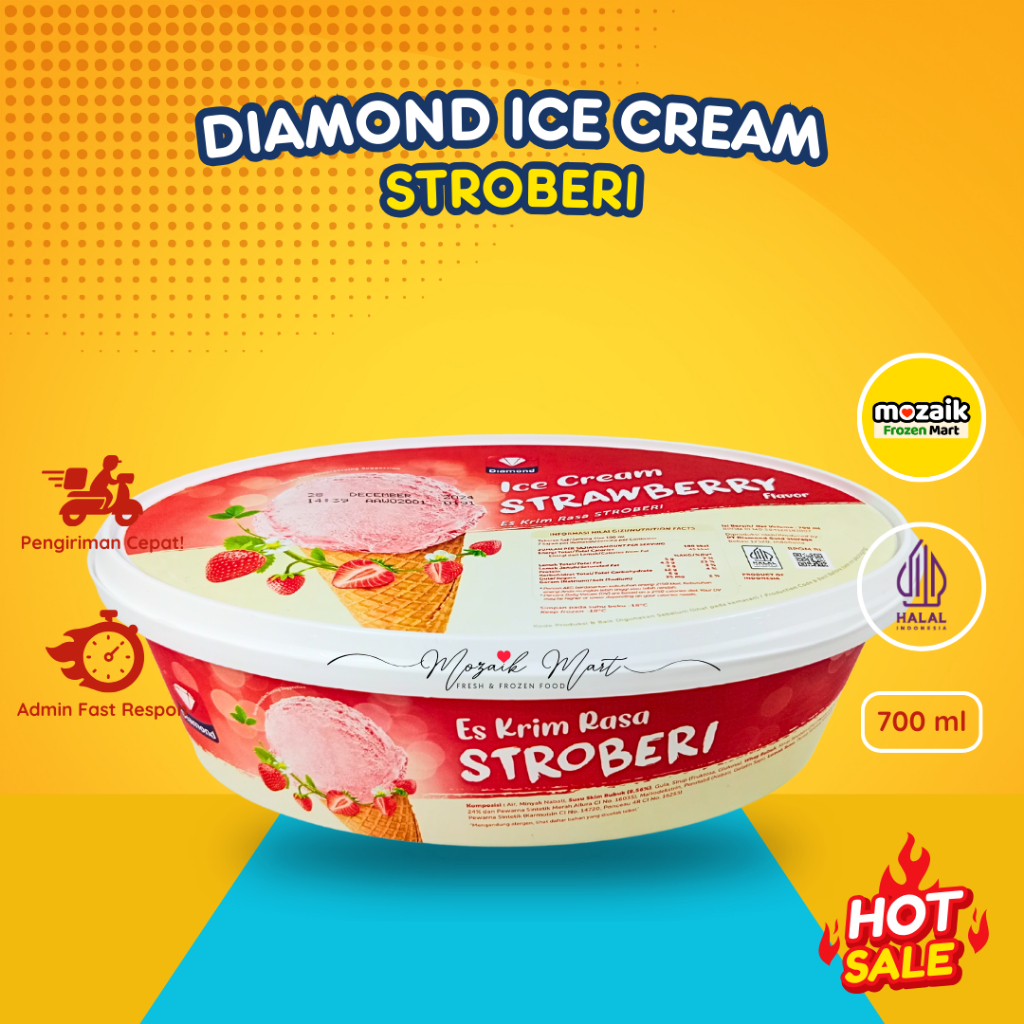 

Es Krim Diamond Strawberry 700 ml-Ice Cream Stroberi/Strawbery/Mozaik Frozen Mart/Food Palembang