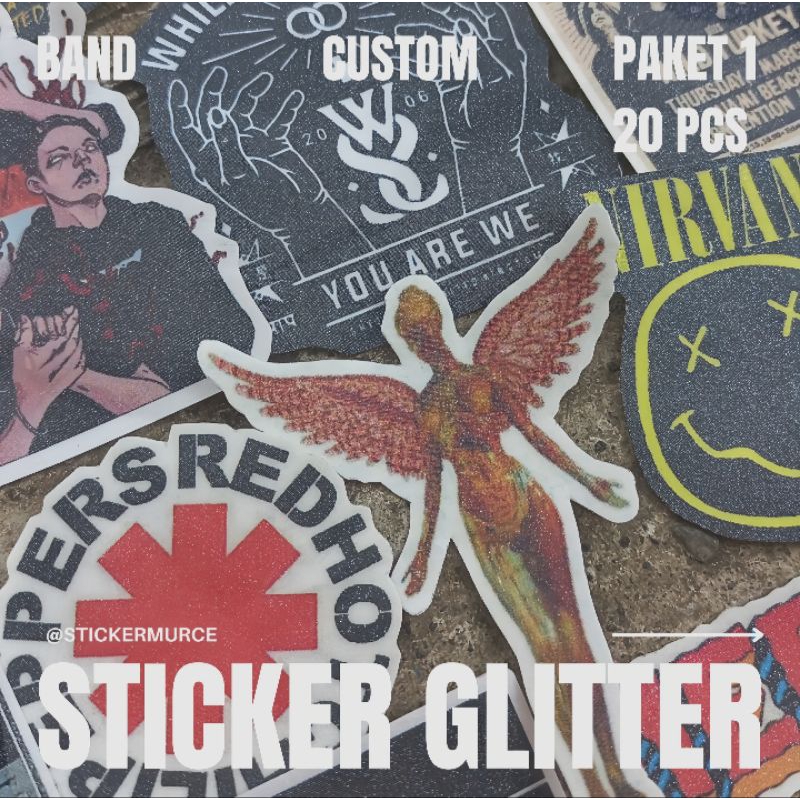 

20 Pcs Sticker Glitter Waterproof High Quality Tema Band 3-6 cm Random Size