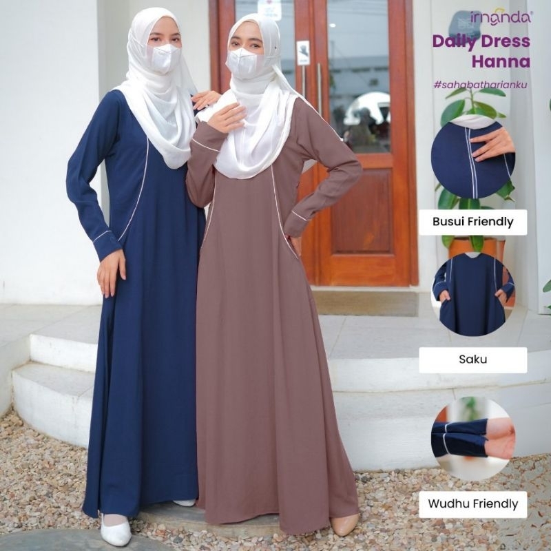Original Irnanda Dress/Gamis Hanna Bahan Madeline Premium/Dress Home Premium Kombinasi List