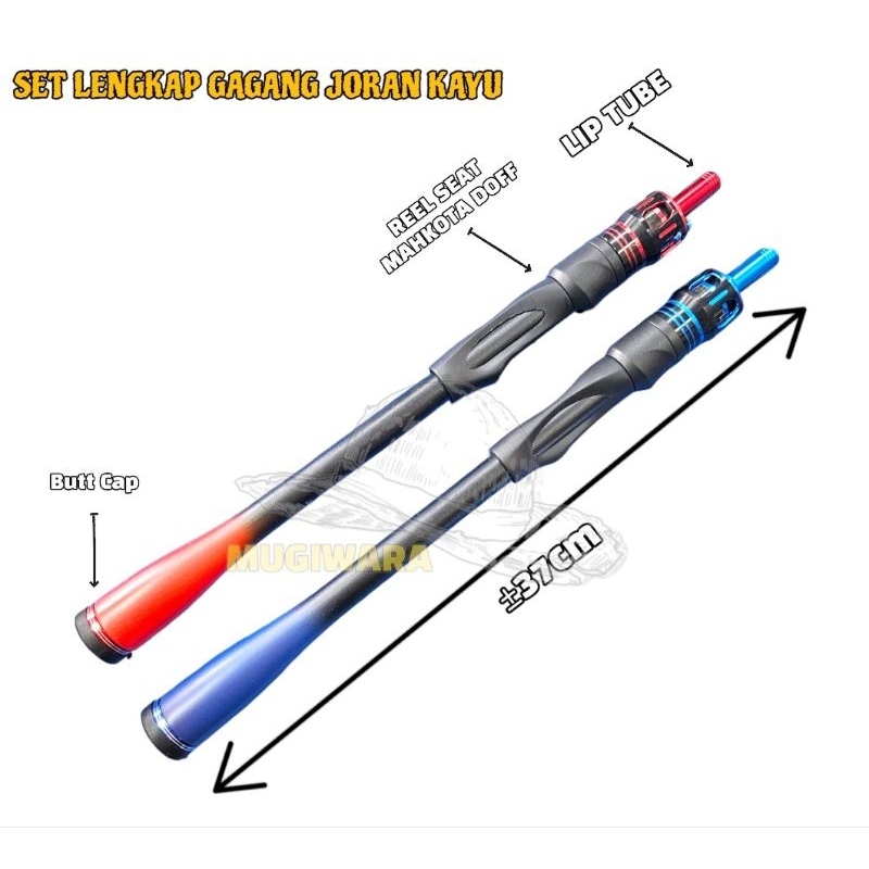 One Set Lengkap Custom Gagang Kayu Joran Pancing Udang Doff