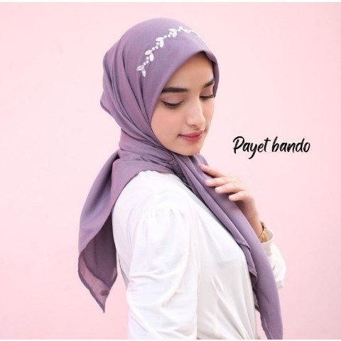 Jilbab Segiempat Paris Vaol Premium Mutiara Swarovski Diamond hijab Payet Daun