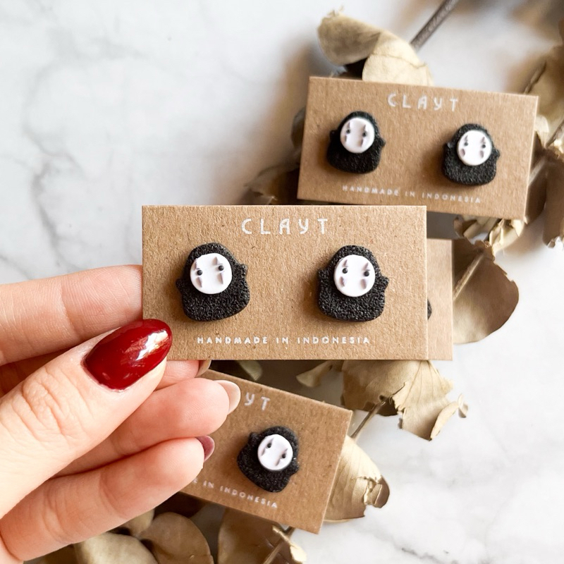 KAONASHI NO FACE Stud Collection | Ghibli Series | Handmade Polymer Clay Earrings | Hypoallergic Ant