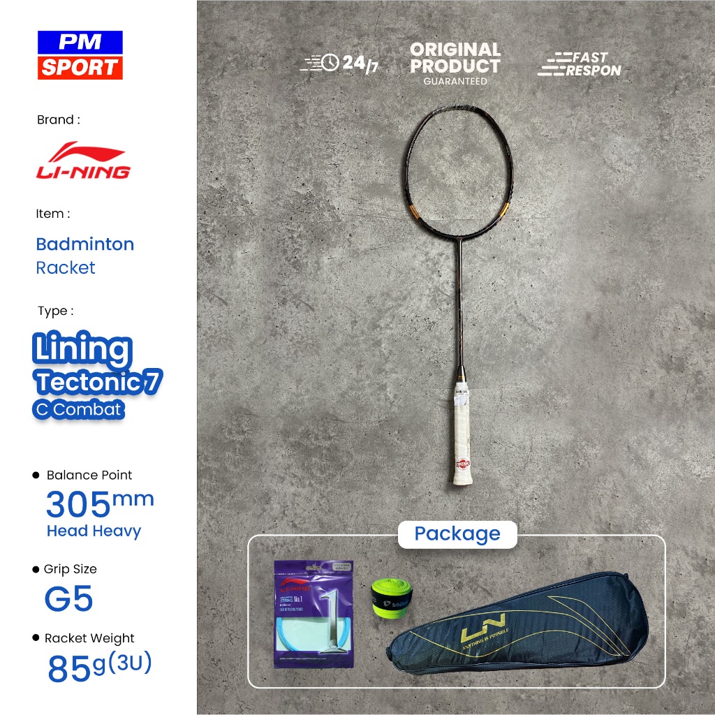 RAKET BADMINTON / BULUTANGKIS LINING TECTONIC 7 COMBAT